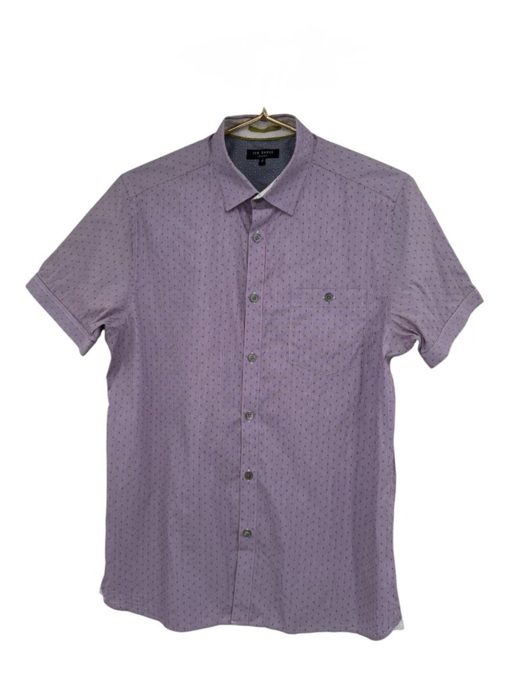 Ted Baker London Men's Purple Micro Dot Short Sleeve Button Up Shirt Size 3/M